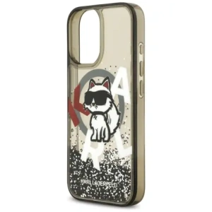 Etui Karl Lagerfeld Liquid Glitter Choupette Logo MagSafe do Apple iPhone 17 czarny
