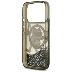 Etui Karl Lagerfeld Liquid Glitter Choupette Logo MagSafe do Apple iPhone 17 Pro czarny