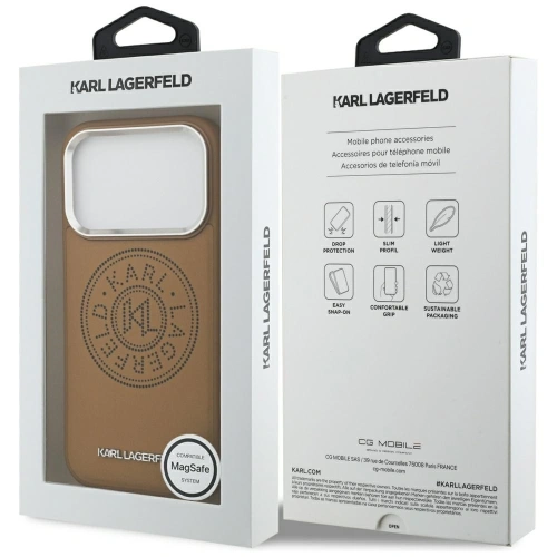 Etui Karl Lagerfeld Point & Metal Logo MagSafe do Apple iPhone 17 Pro brązowy