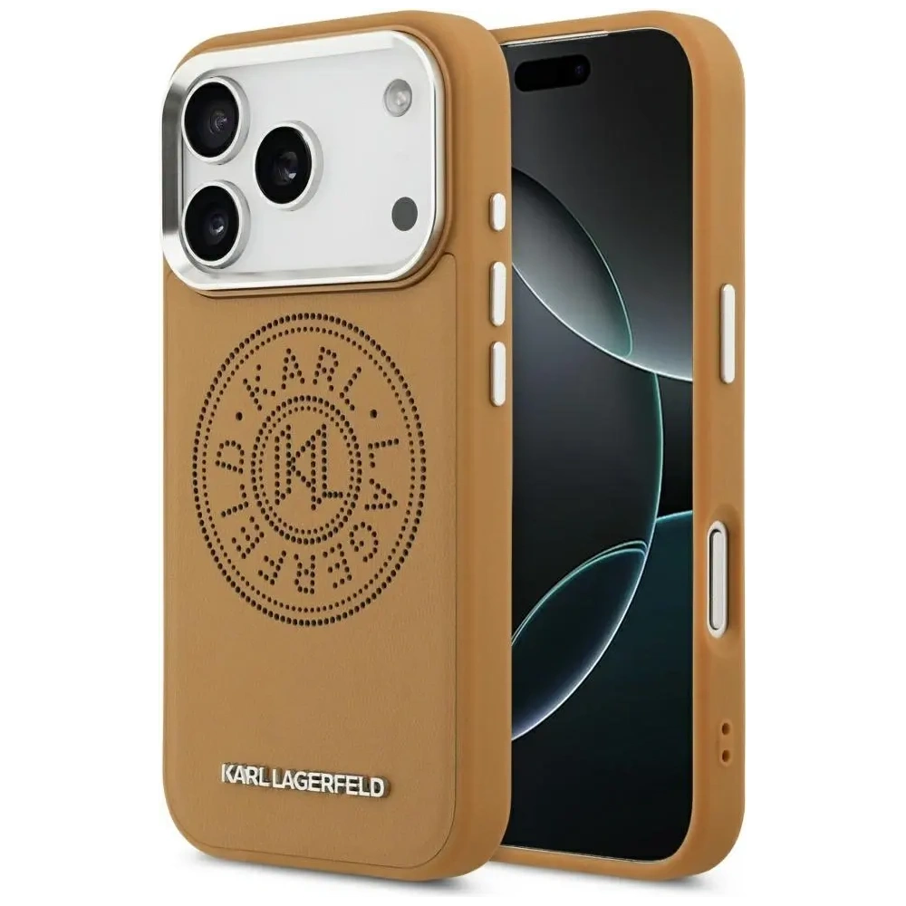 Etui Karl Lagerfeld Point & Metal Logo MagSafe do Apple iPhone 17 Pro Max brązowy