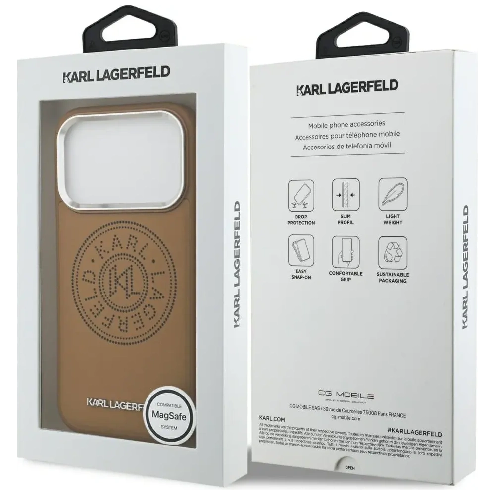 Etui Karl Lagerfeld Point & Metal Logo MagSafe do Apple iPhone 17 Pro Max brązowy