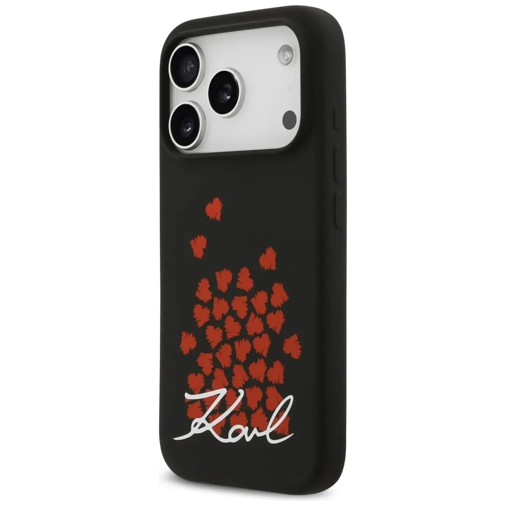 Etui Karl Lagerfeld Silicone Heart Sign Logo MagSafe do Apple iPhone 17 Pro czarny
