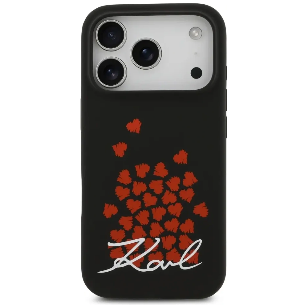Etui Karl Lagerfeld Silicone Heart Sign Logo MagSafe do Apple iPhone 17 Pro czarny