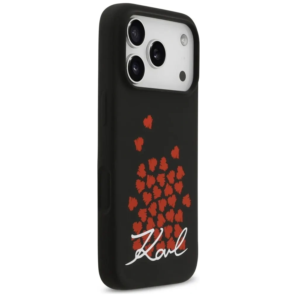 Etui Karl Lagerfeld Silicone Heart Sign Logo MagSafe do Apple iPhone 17 Pro czarny