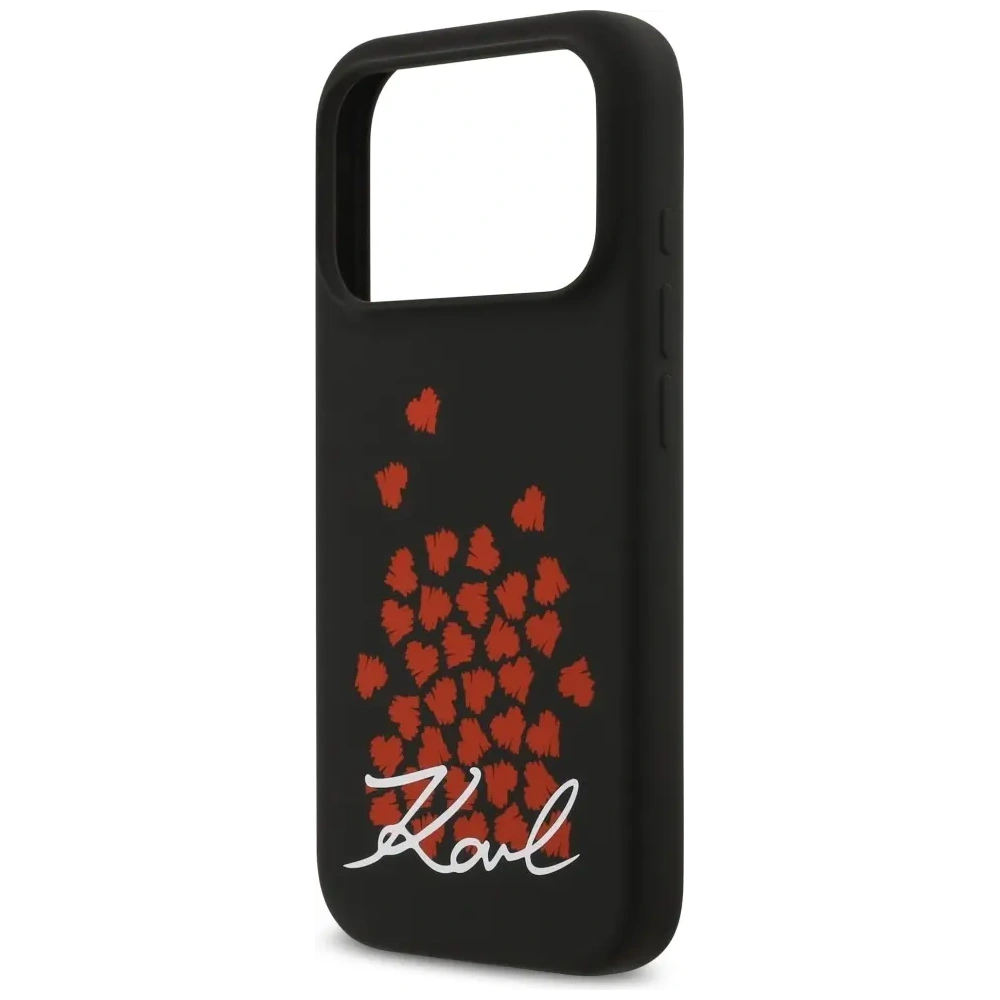 Etui Karl Lagerfeld Silicone Heart Sign Logo MagSafe do Apple iPhone 17 Pro czarny