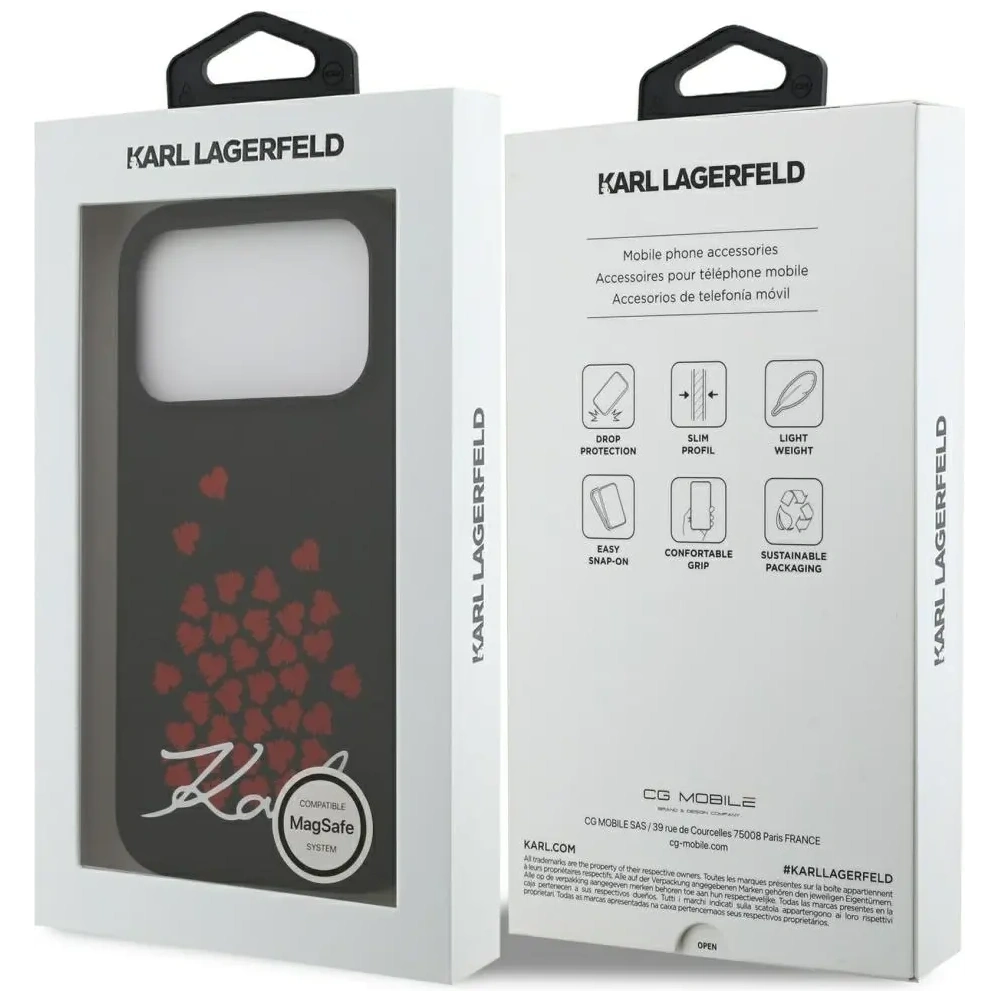Etui Karl Lagerfeld Silicone Heart Sign Logo MagSafe do Apple iPhone 17 Pro czarny