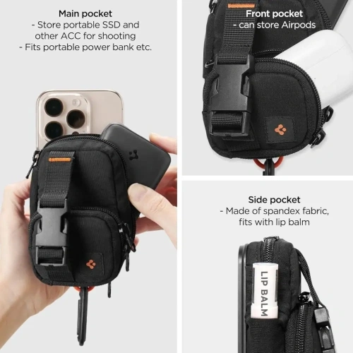 Organizer mangetyczny Spigen Snap Zip MagSafe Pouch Black