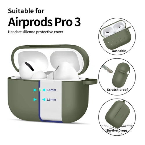 Etui Tech-Protect Silicone Hook do Apple AirPods Pro 3 Olive Green