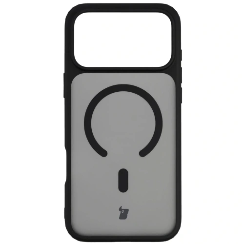 Etui z pierścieniem magnetycznym Bizon Case MatteO do do Apple iPhone 17 Pro Max przydymione-czarne