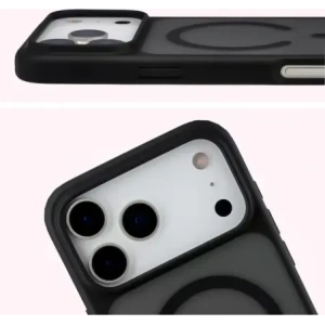 Etui z pierścieniem magnetycznym Bizon Case MatteO do do Apple iPhone 17 Pro Max przydymione-czarne
