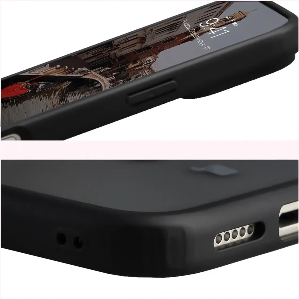 Etui z pierścieniem magnetycznym Bizon Case MatteO do do Apple iPhone 17 Pro Max przydymione-czarne