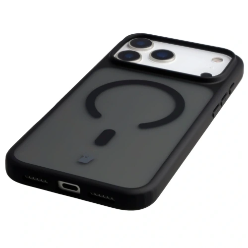 Etui z pierścieniem magnetycznym Bizon Case MatteO do do Apple iPhone 17 Pro Max przydymione-czarne