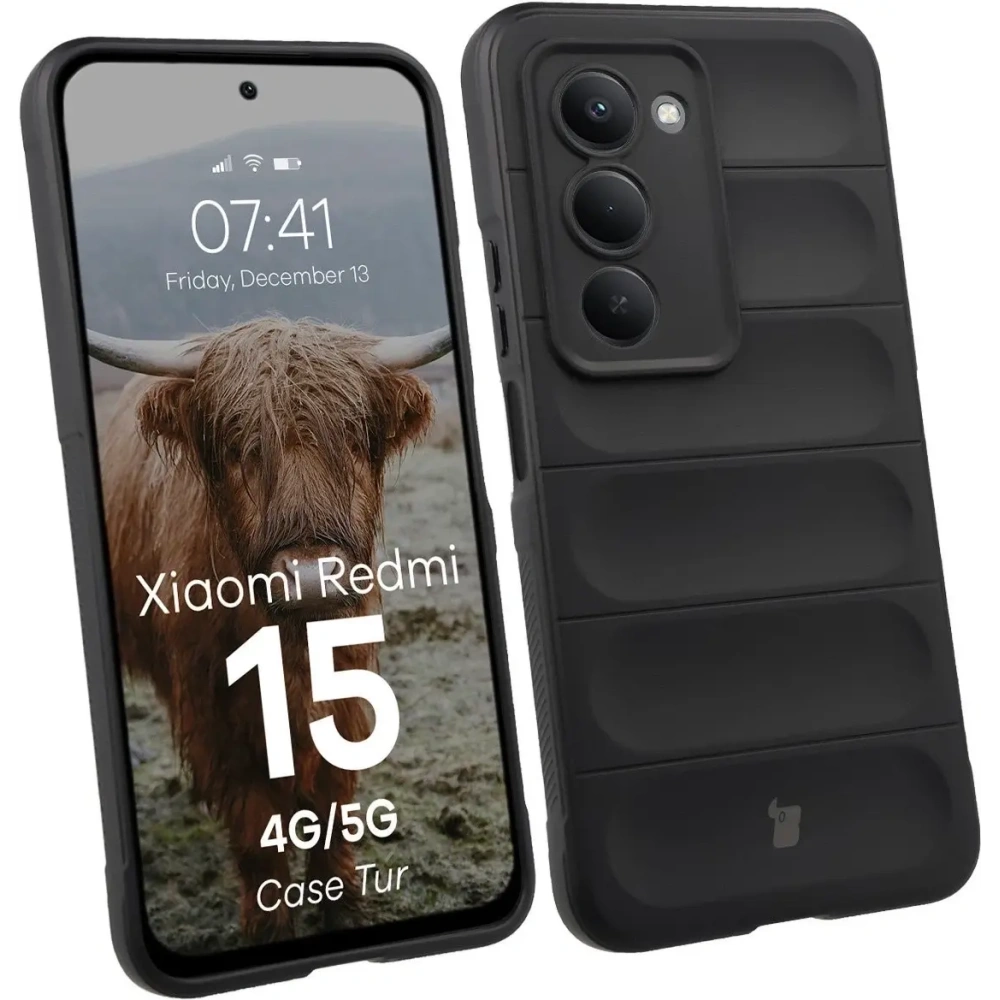 Pancerne etui Bizon Case Tur do Xiaomi Redmi 15 4G / 5G czarne Pancerne etui Bizon Case Tur do Xiaomi Redmi 15 4G / 5G czarne