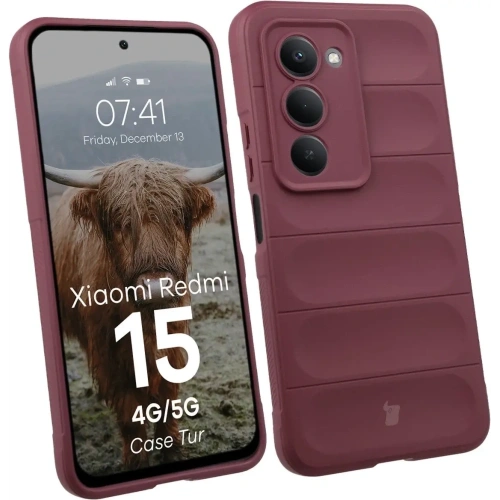 Pancerne etui Bizon Case Tur do Xiaomi Redmi 15 4G / 5G burgundowe