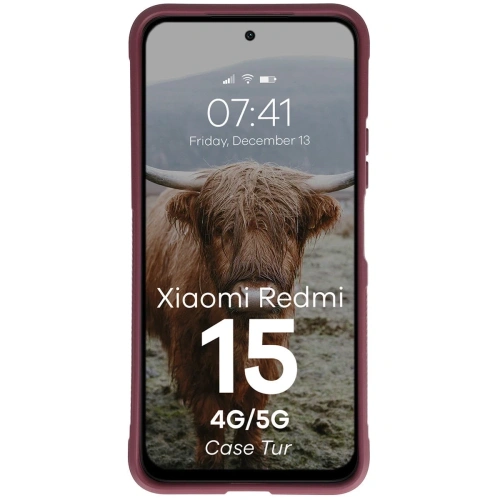 Pancerne etui Bizon Case Tur do Xiaomi Redmi 15 4G / 5G burgundowe
