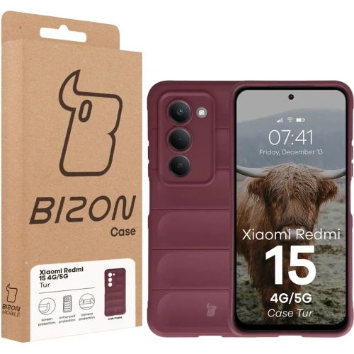 Pancerne etui Bizon Case Tur do Xiaomi Redmi 15 4G / 5G burgundowe