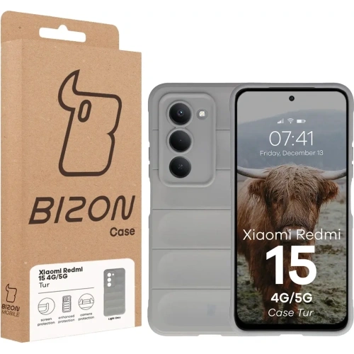 Pancerne etui Bizon Case Tur do Xiaomi Redmi 15 4G / 5G jasnoszare