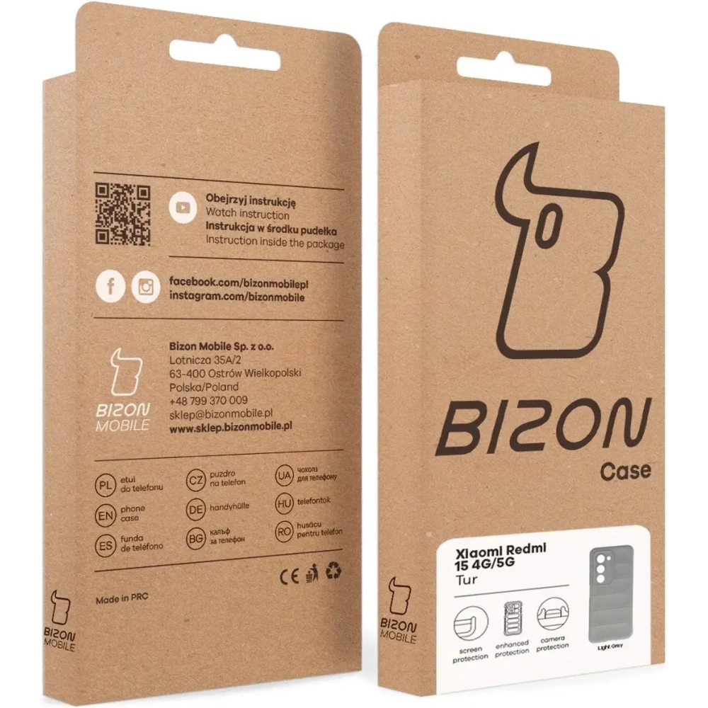 Pancerne etui Bizon Case Tur do Xiaomi Redmi 15 4G / 5G jasnoszare