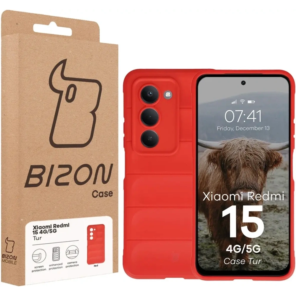 Pancerne etui Bizon Case Tur do Xiaomi Redmi 15 4G / 5G czerwone