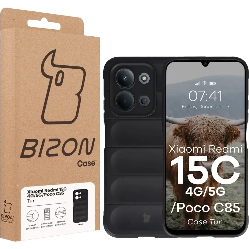 Pancerne etui Bizon Case Tur do Xiaomi Redmi 15C 4G / 5G / POCO C85 4G czarne