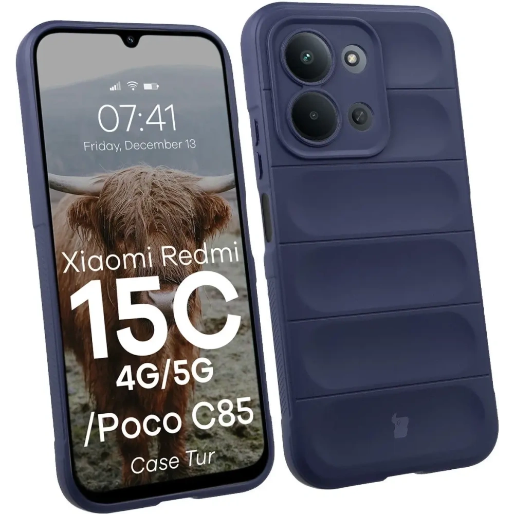 Pancerne etui Bizon Case Tur do Xiaomi Redmi 15C 4G / 5G / POCO C85 4G granatowe