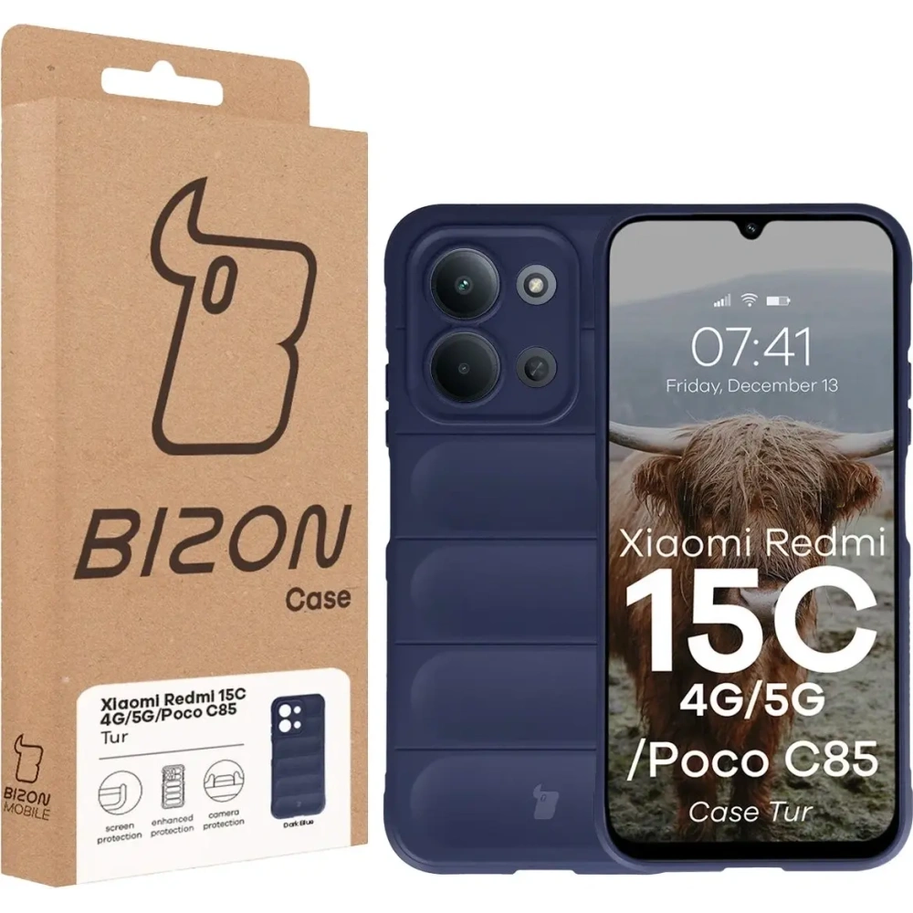 Pancerne etui Bizon Case Tur do Xiaomi Redmi 15C 4G / 5G / POCO C85 4G granatowe