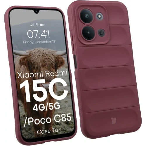 Pancerne etui Bizon Case Tur do Xiaomi Redmi 15C 4G / 5G / POCO C85 4G 173mm burgundowe
