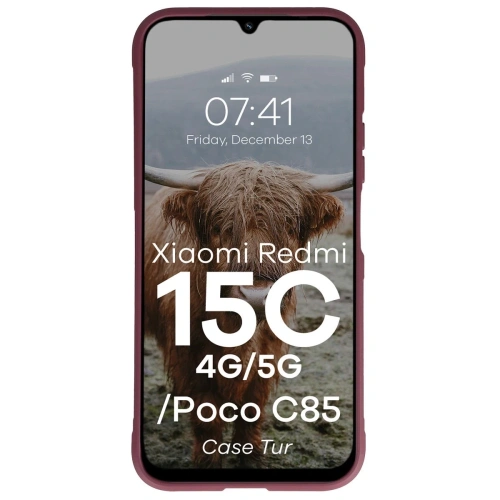 Pancerne etui Bizon Case Tur do Xiaomi Redmi 15C 4G / 5G / POCO C85 4G 173mm burgundowe