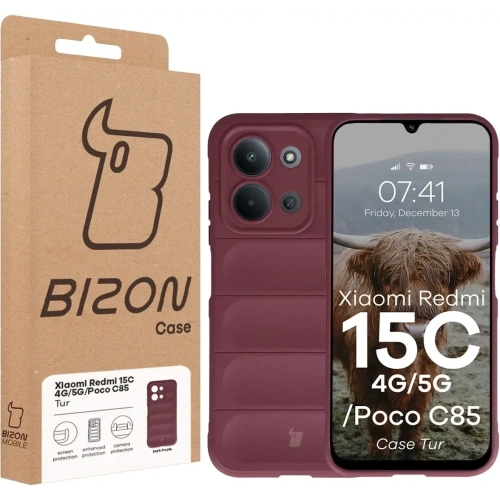 Pancerne etui Bizon Case Tur do Xiaomi Redmi 15C 4G / 5G / POCO C85 4G 173mm burgundowe