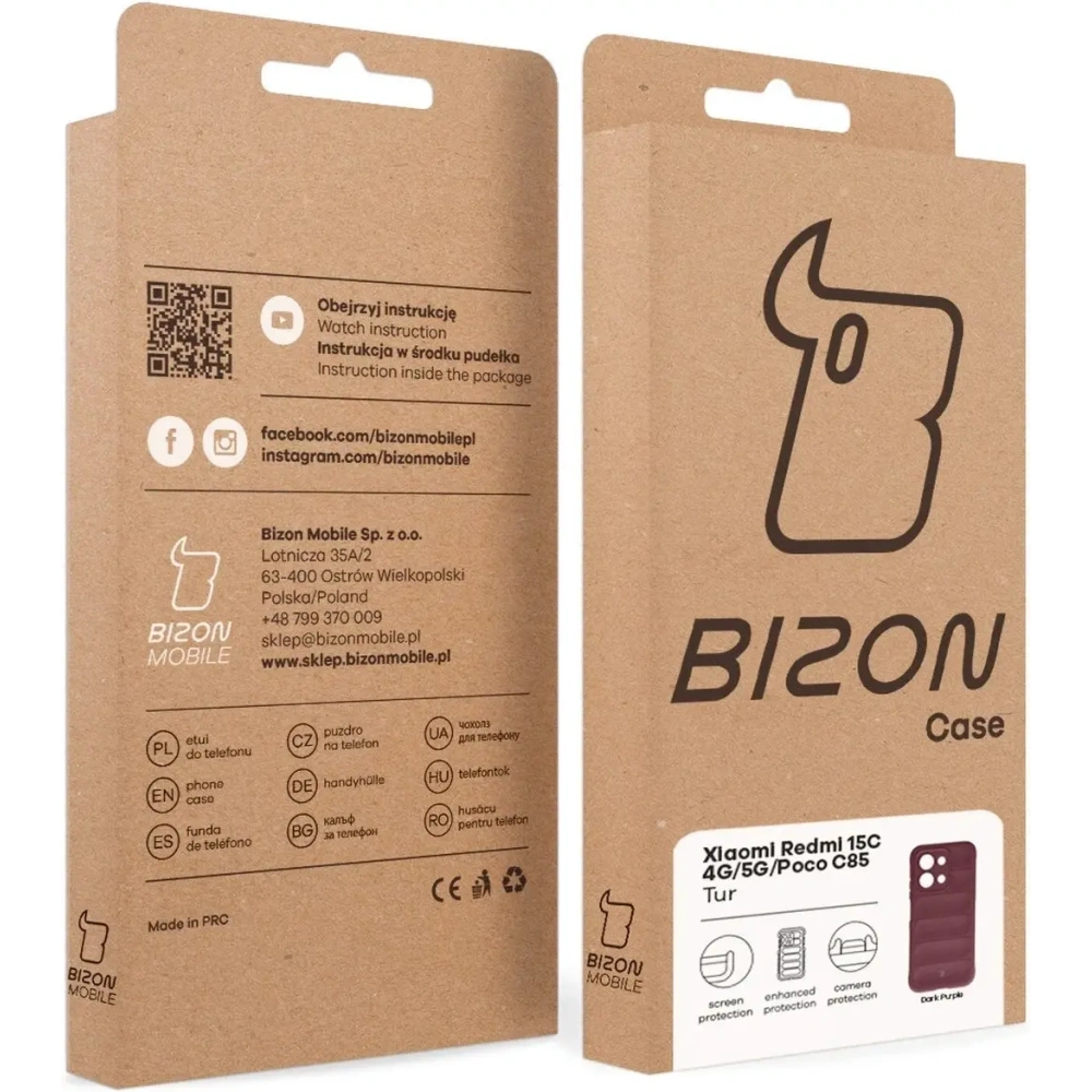 Pancerne etui Bizon Case Tur do Xiaomi Redmi 15C 4G / 5G / POCO C85 4G burgundowe