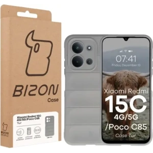 Pancerne etui Bizon Case Tur do Xiaomi Redmi 15C 4G / 5G / POCO C85 4G 173mm jasnoszare