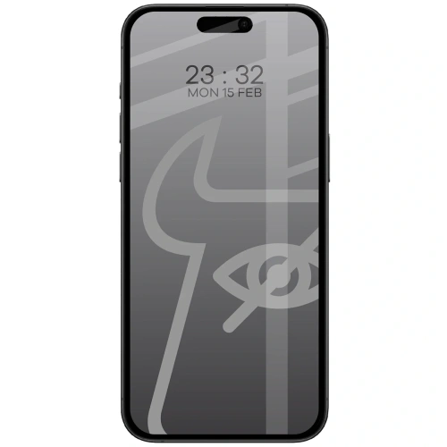 Prywatyzujące szkło hartowane Bizon Glass Edge Shadow Duo do do Apple iPhone 15 Pro Max przyciemniane z czarną ramką [2 PACK]