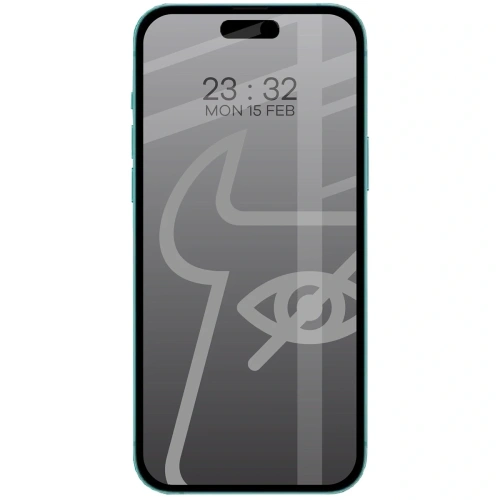 Prywatyzujące szkło hartowane Bizon Glass Edge Shadow Duo do do Apple iPhone 15 / 16 przyciemniane z czarną ramką [2 PACK]