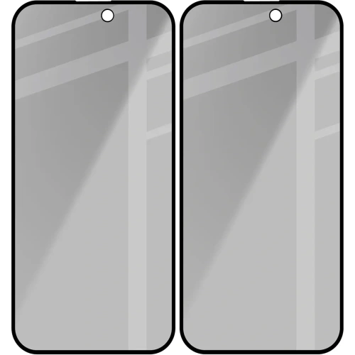 Prywatyzujące szkło hartowane Bizon Glass Edge Shadow Duo do do Apple iPhone 15 / 16 przyciemniane z czarną ramką [2 PACK]
