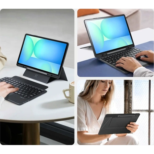 Etui z klawiaturą Dux Ducis DK series do Samsung Tab S10 FE+ Plus z podświetleniem czarna