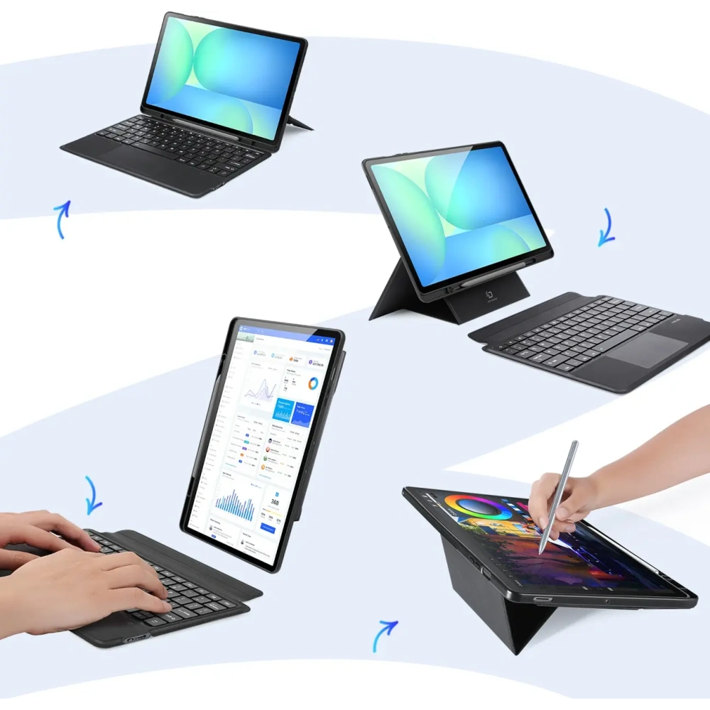 Etui z klawiaturą Dux Ducis DK series do Samsung Tab S10 FE+ Plus czarne