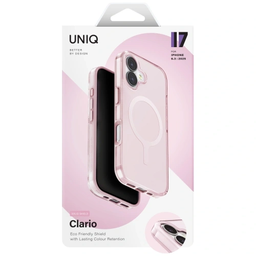 Etui UNIQ Clario do Apple iPhone 17 Magclick Charging różowy