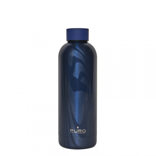Puro Distributor - 8033830283024 - PUR168BLU - Puro Hot&Cold Thermal Stainless Steel Water Bottle 500ml (Optic - Stripe Dark Blue) - B2B homescreen