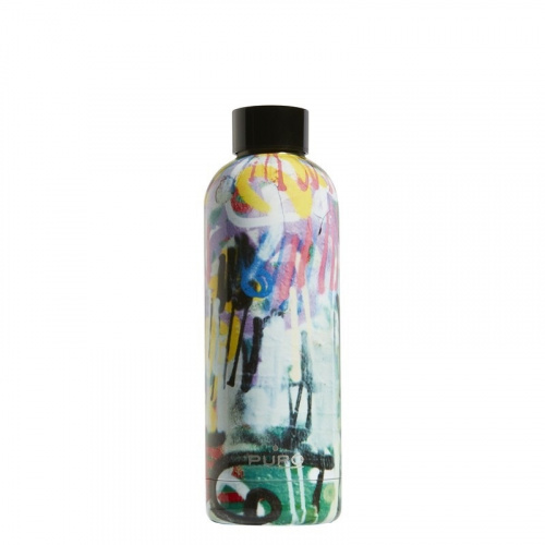 Puro Distributor - 8033830283062 - PUR169BLK - Puro Hot&Cold Thermal Stainless Steel Water Bottle 500ml (StreetArt - Graffiti Black) - B2B homescreen