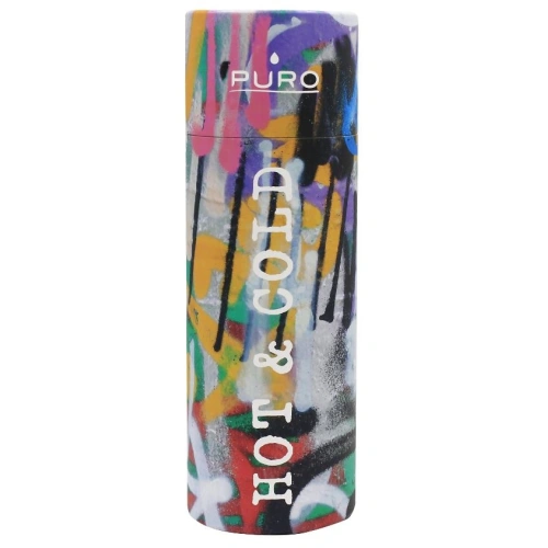Butelka termiczna ze stali nierdzewnej Puro Hot&Cold 500ml (StreetArt - Graffiti Black)