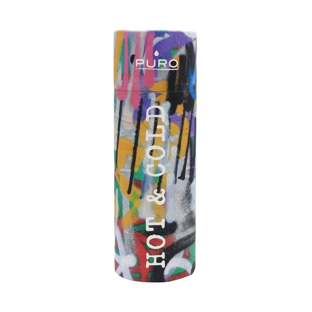 Hurtownia GSM - Termoska z nerezové oceli Puro Hot&Cold 500ml (StreetArt - Graffiti Black) - PUR169BLK - {ean13} - Hurt