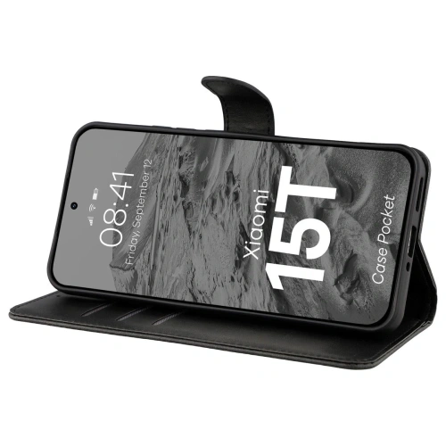 Etui z klapką Bizon Case Pocket do Xiaomi 15T czarne