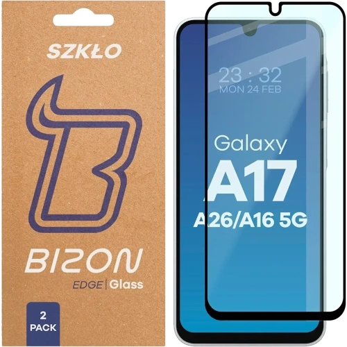 Szkło hartowane Bizon Glass Edge Duo do Samsung Galaxy A16 4G / 5G / A17 5G / A26 5G czarna ramka [2 PACK]