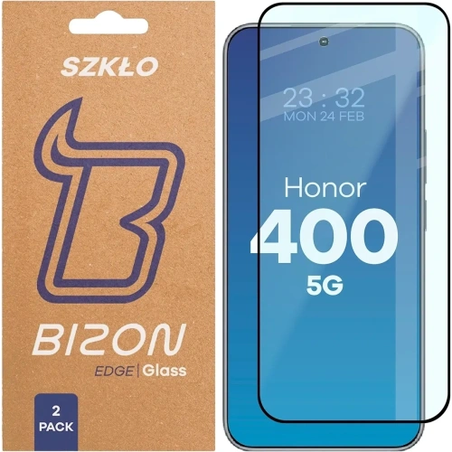 Szkło hartowane Bizon Glass Edge Duo do Honor 400 czarna ramka [2 PACK]