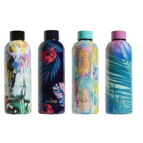 Butelka termiczna ze stali nierdzewnej Puro Hot&Cold 500ml (StreetArt - Paint Light Blue)