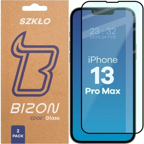 Szkło hartowane Bizon Glass Edge Duo do Apple iPhone 13 Pro Max czarna ramka [2 PACK]
