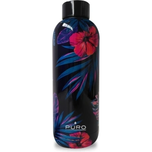 Hurtownia GSM - Edelstahl-Wasserflasche Puro Hot&Cold 500ml (Tropical - Flowers Dark Blue) - PUR171BLU - {ean13} - Hurt