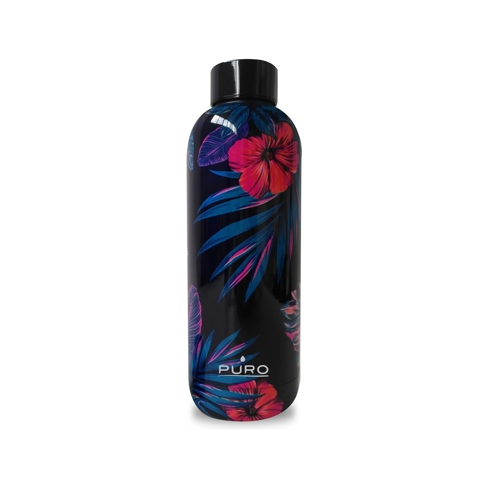 Hurtownia GSM - Termo láhev z nerezové oceli Puro Hot&Cold 500ml (Tropical - Flowers Dark Blue) - PUR171BLU - {ean13} - Hurt