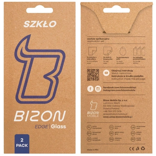 Szkło hartowane Bizon Glass Edge Duo do Apple iPhone 14 Pro czarna ramka [2 PACK]