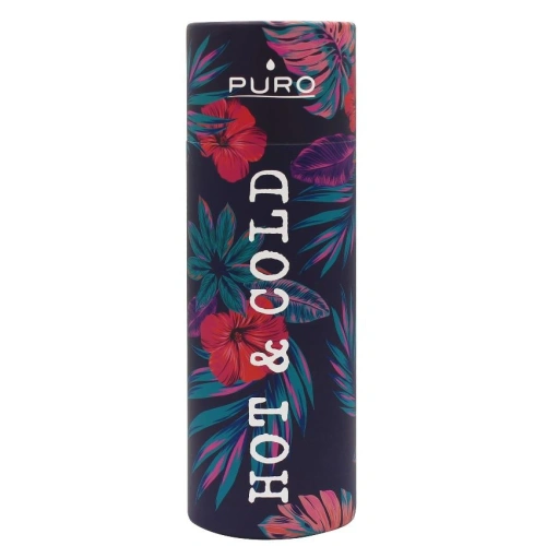 Butelka termiczna ze stali nierdzewnej Puro Hot&Cold 500ml (Tropical - Flowers Dark Blue)